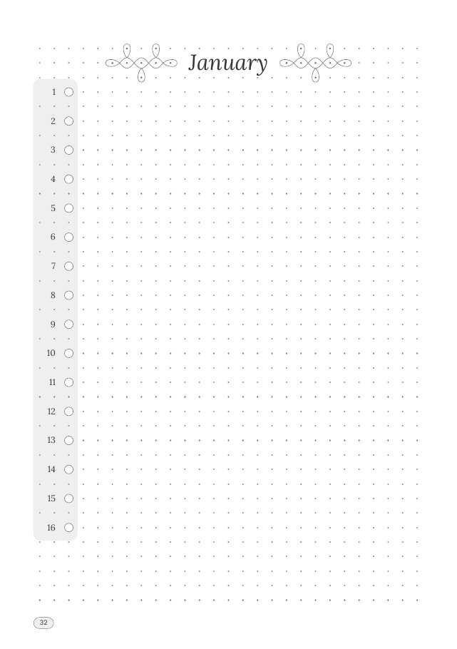 Monthly calendar page